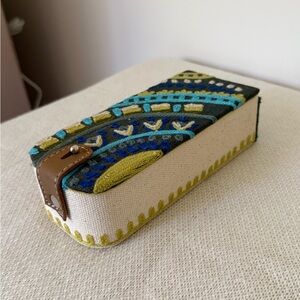 NOWT Anthropologie Multicolor Embroidered Decorative Box